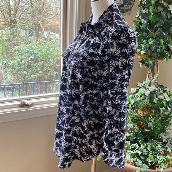 Michael Kors Quarter Zip Black & White Tab Sleeves Long Line Tunic Size L - Picture 3 of 10